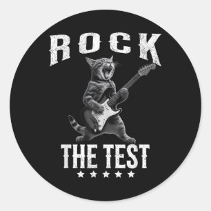 Rock The Test Teacher Test Day Cat Lover State Tes Classic Round Sticker
