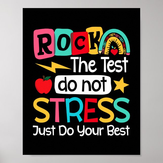 Rock The Test Teacher Test Day Testing Day Poster (Front)