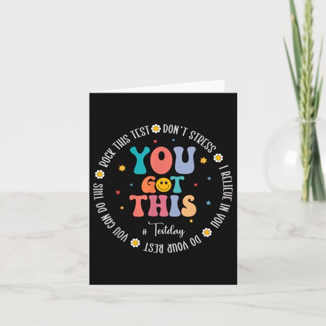 Rock The Test Teacher Testing Day Motivational Tes Card (Front)