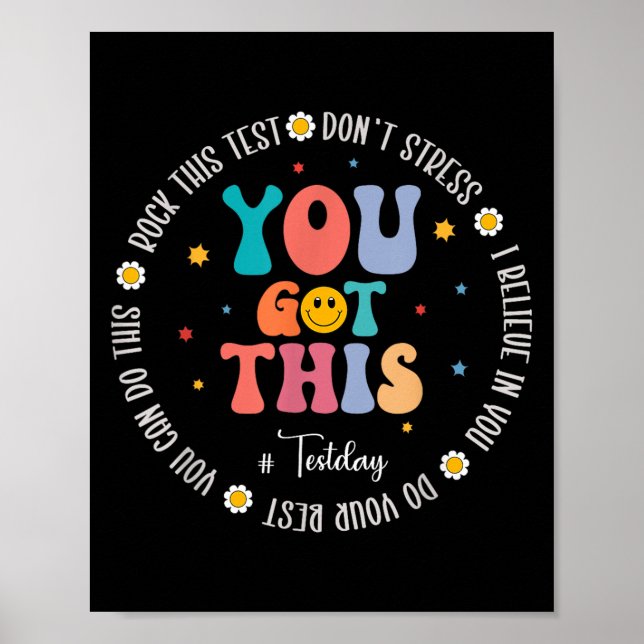 Rock The Test Teacher Testing Day Motivational Tes Poster (Front)