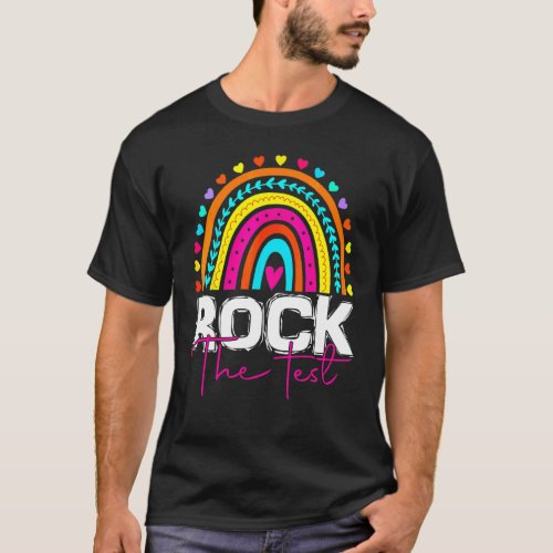 Rock The Test Test Day Teacher Rainbow Leopard Tes T_Shirt