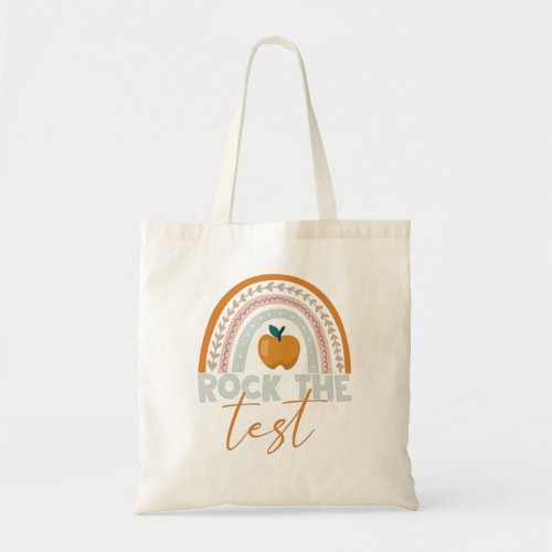 Rock The Test Test Day Teacher Testing Day Rainbow Tote Bag