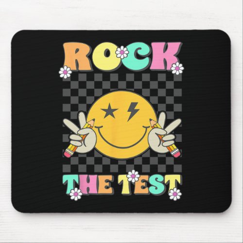 Rock The Test Testing Day Retro Motivational Teach Mouse Pad