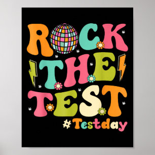 Rock The Test Testing Day Retro Motivational Teach Poster