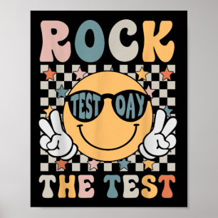 Rock The Test Testing Day Retro Smile Face Teacher Poster