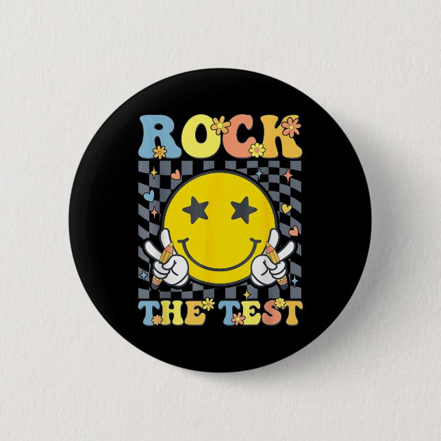 Rock The Test Testing Day Teacher  Button (Front)