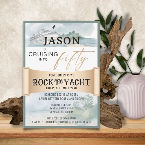 Rock the Yacht 50th Birthday Party Invitation