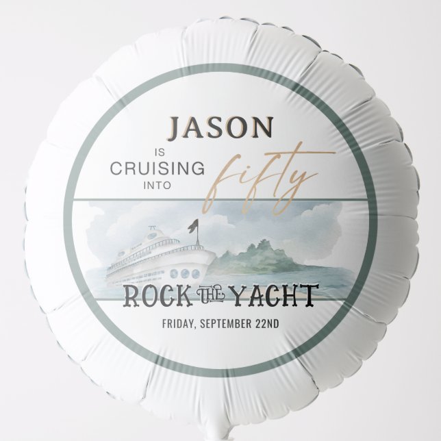Rock the Yacht 50th Birthday Personalized Balloon (Front)