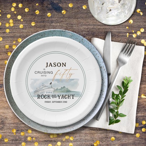 Rock the Yacht 50th Birthday Personalized Paper Plates