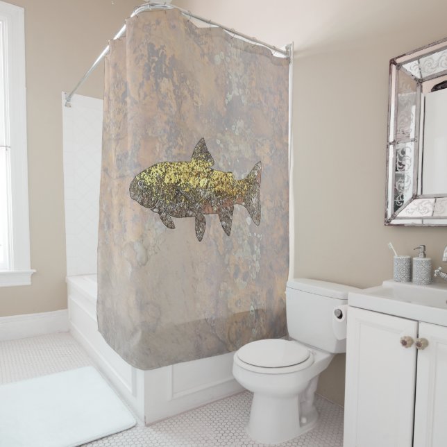Rock Trout Shower Curtain (In Situ)