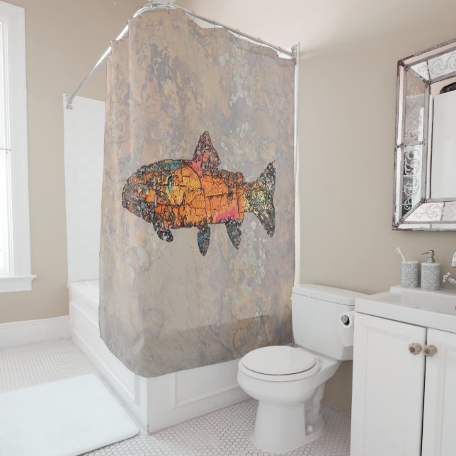 Rock Trout Shower Curtain (In Situ)