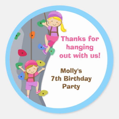 Rock Wall Birthday Party Favor Stickers