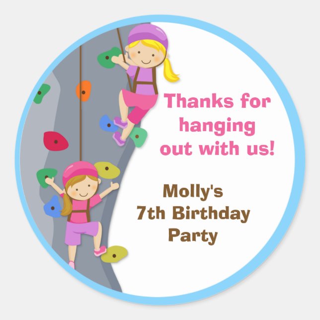 Rock Wall Birthday Party Favor Stickers (Front)