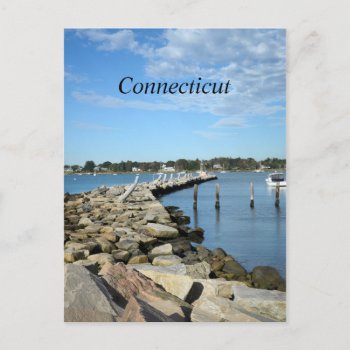 Rock Wall By A Harbor In Connecticut Postcard by cafarmer at Zazzle