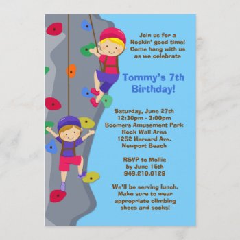 Rock Wall Climbing Birthday Party Invitation by eventfulcards at Zazzle
