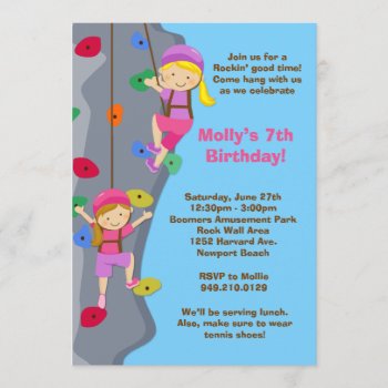 Rock Wall Climbing Birthday Party Invitation by eventfulcards at Zazzle