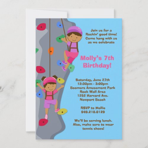 Rock Wall Climbing Birthday Party Invitation