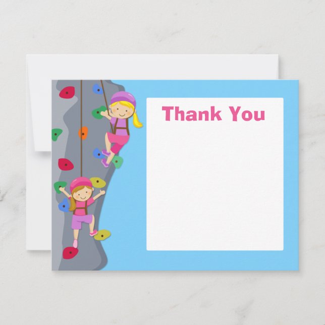 Rock Wall Climbing Party Thank You Card (Front)