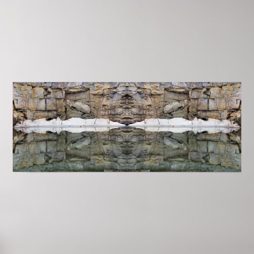 Rock Wall Reflections In Pond Mirror Abstract Poster