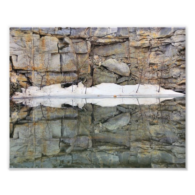 Rock Wall Reflections In Pond Nature 8x10 Photo Print (Front)