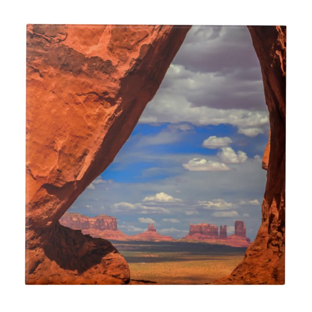 Rock window to Monument Valley, AZ Tile (Front)