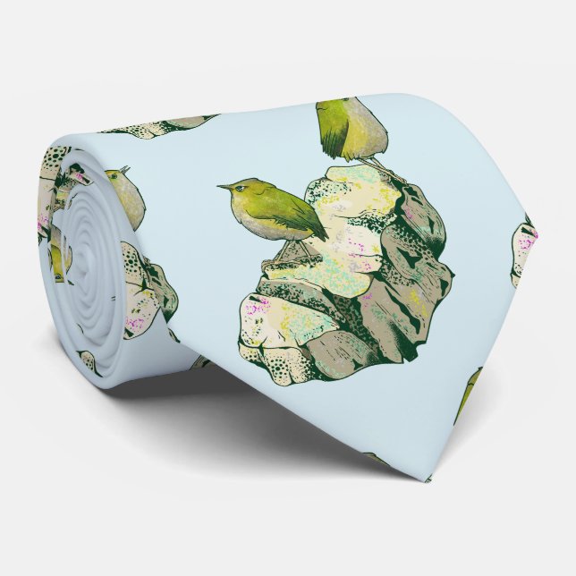 Rock Wren birds New Zealand Neck Tie (Rolled)