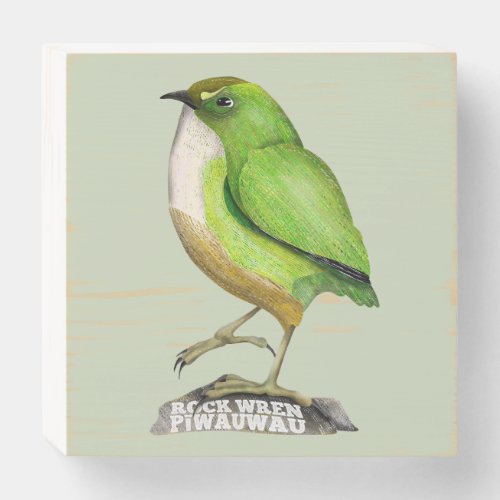 Rock Wren piwauwau NZ BIRD Wooden Box Sign