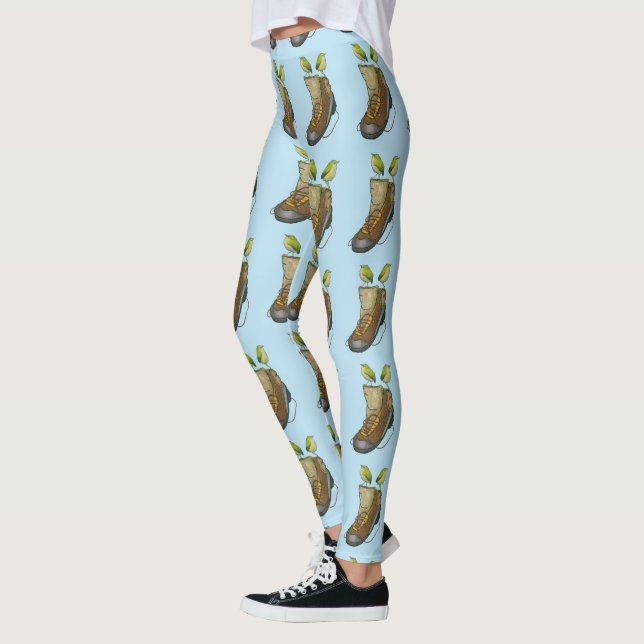 Rock Wren Tuke On a hiking boot Leggings (Left)