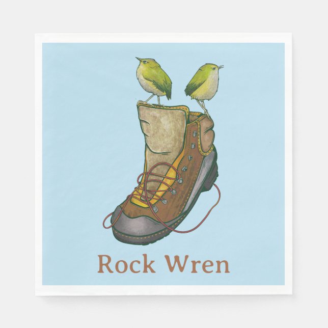 Rock Wren Tuke On a hiking boot Napkins (Front)