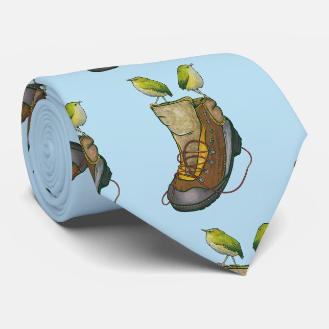 Rock Wren Tuke On a hiking boot Neck Tie (Rolled)