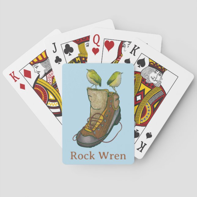 Rock Wren Tuke On a hiking boot Poker Cards (Back)