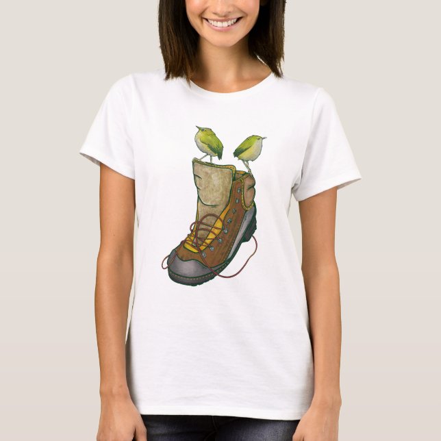 Rock Wren Tuke On a hiking boot T-Shirt (Front)