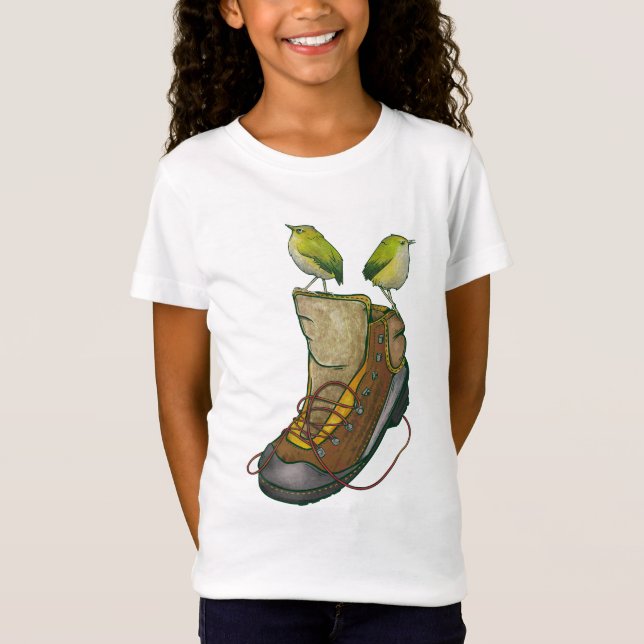 Rock Wren Tuke On a hiking boot T-Shirt (Front)