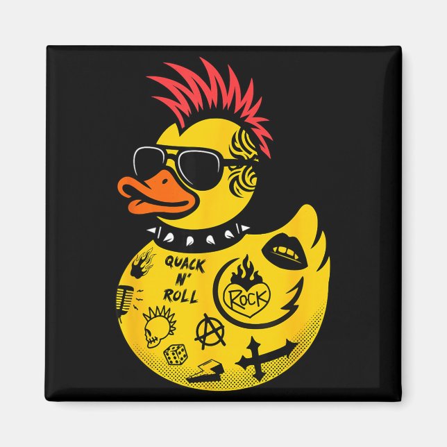 Rock Yellow Rubber Duck Men Women Kids Funny Duck  Magnet (Front)