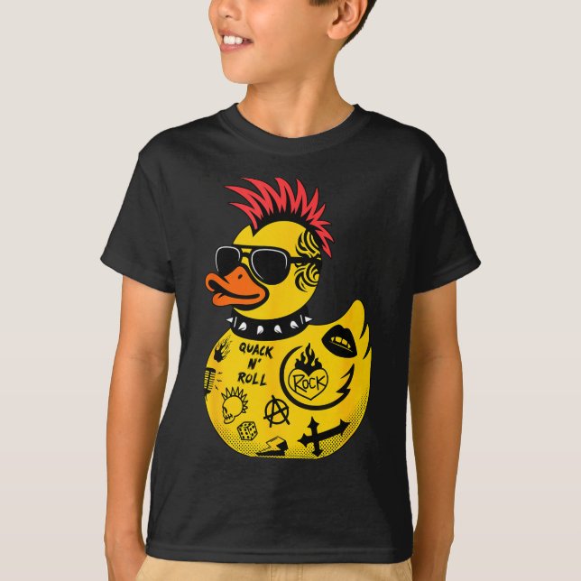 Rock Yellow Rubber Duck Men Women Kids Funny Duck  T-Shirt (Front)