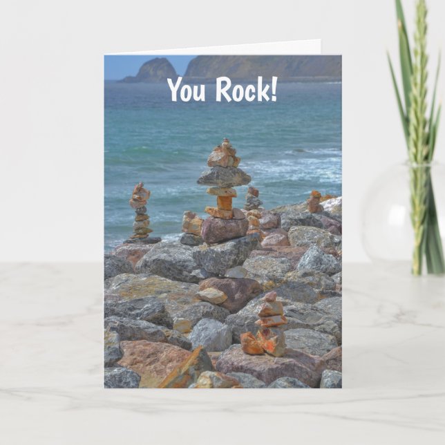 Rock You Rocks Beach Fun Birthday Card (Front)
