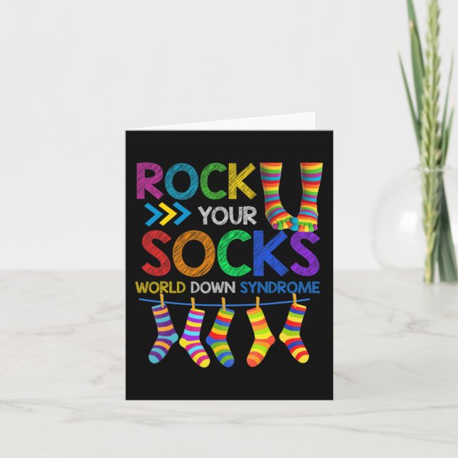 Rock Your Socks Cute 3-21 Trisomy 21 World Down Sy Card (Front)