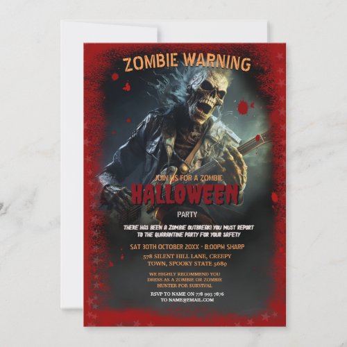 Rock Zombie Halloween Party Invitation