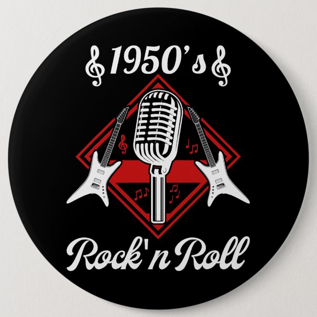Rockabilly 50s Rock and Roll Music Button (Front)