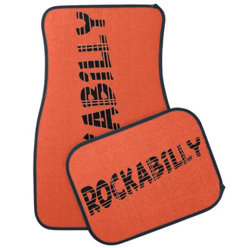 Rockabilly black orange car mats front and rear