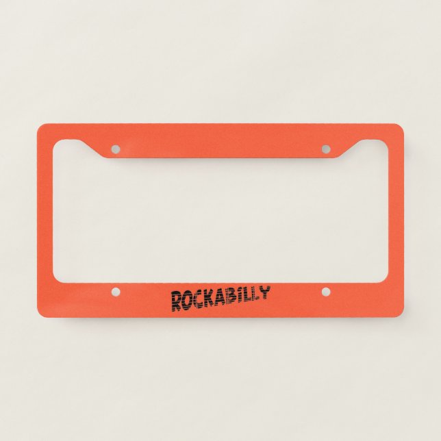 RockaBilly black orange license plate frame A (Front)