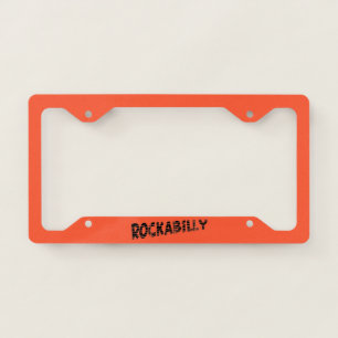 RockaBilly black orange license plate frame B
