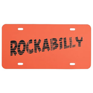 RockaBilly black orange plastic license plate