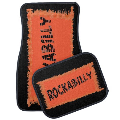 Rockabilly black ripped car mats front and rear
