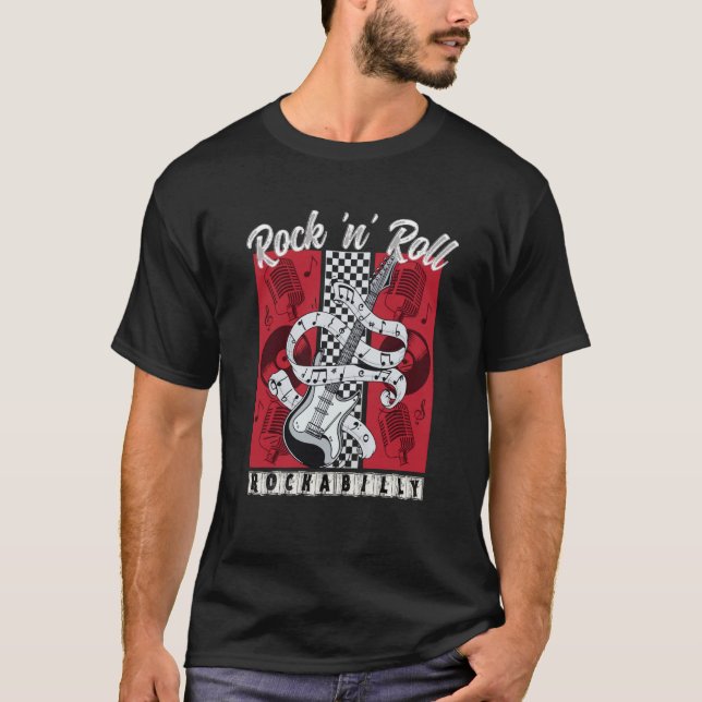 Rockabilly Clothing Rock N Roll Swing Greaser 50s  T-Shirt (Front)