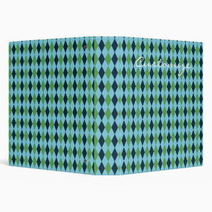 Rockabilly diamond plaid Thunder_Cove  3 Ring Binder