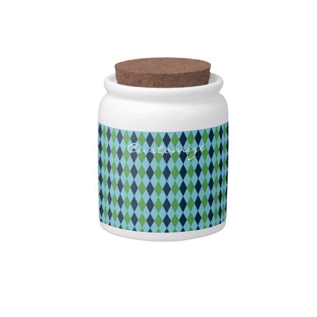 Rockabilly diamond plaid Thunder_Cove Candy Jar (Front)
