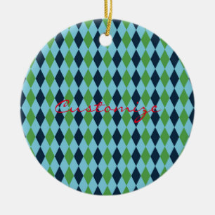 Rockabilly diamond plaid Thunder_Cove Ceramic Ornament