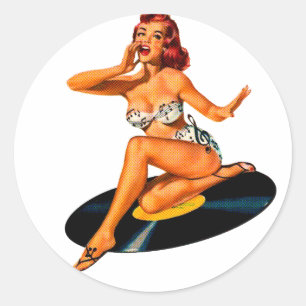 Rockabilly Goddess Classic Round Sticker