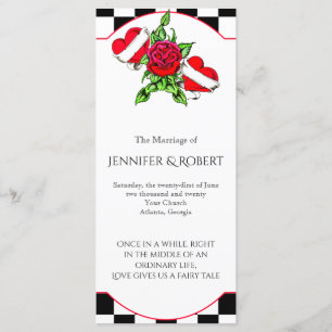 Rockabilly Hearts and Rose Wedding Program